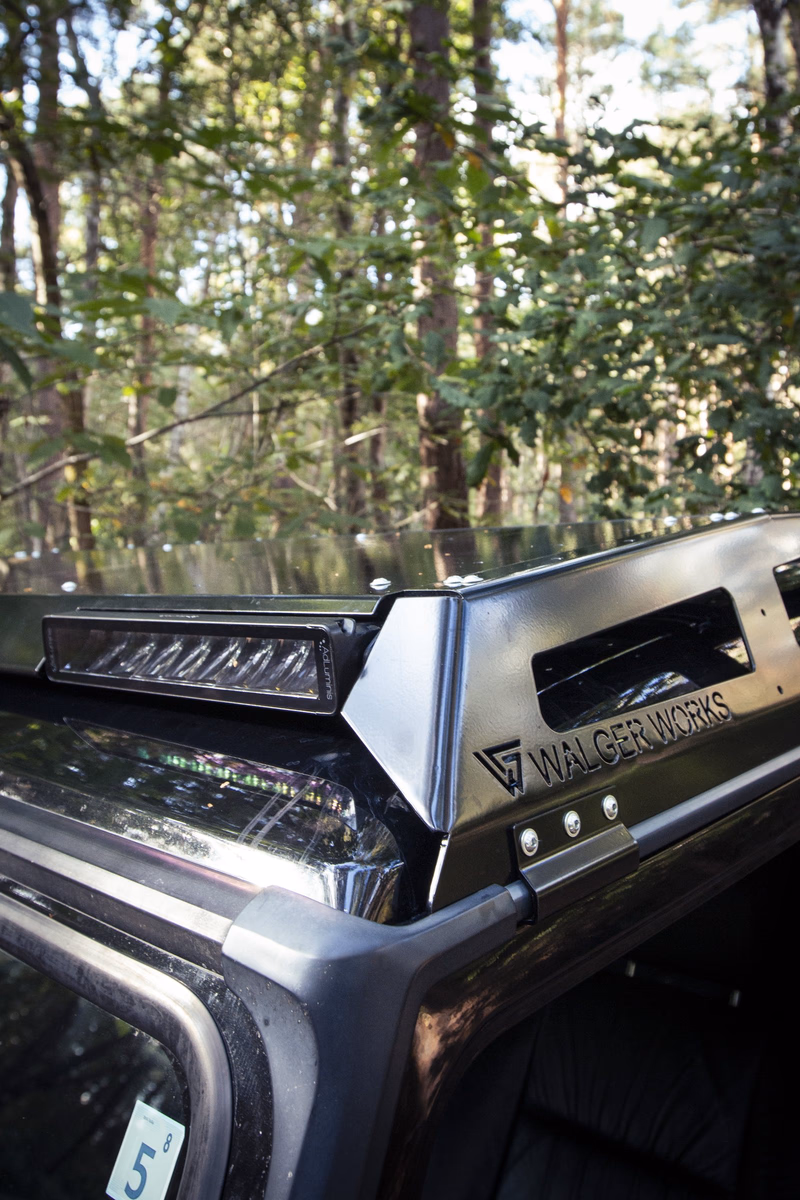 Integrated LED bar in the Walger Works roof rack wind deflector