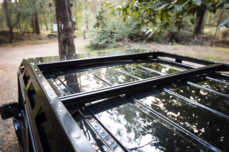 Walger Works roof rack platform with crossbars, seen from above